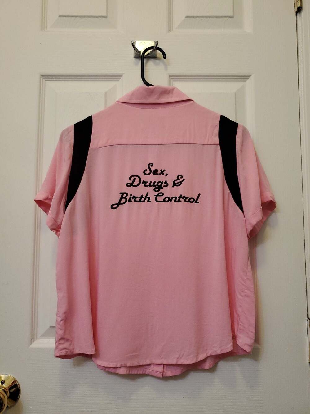 RARE Valfre Betty Bowling Shirt Pink Sex Drugs Birth Control Size S